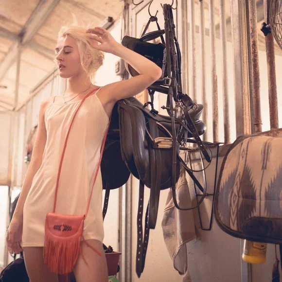 Free People X Cut and paste Los Angeles Embroidered Fringe Crossbody Leather - Picture 11 of 11